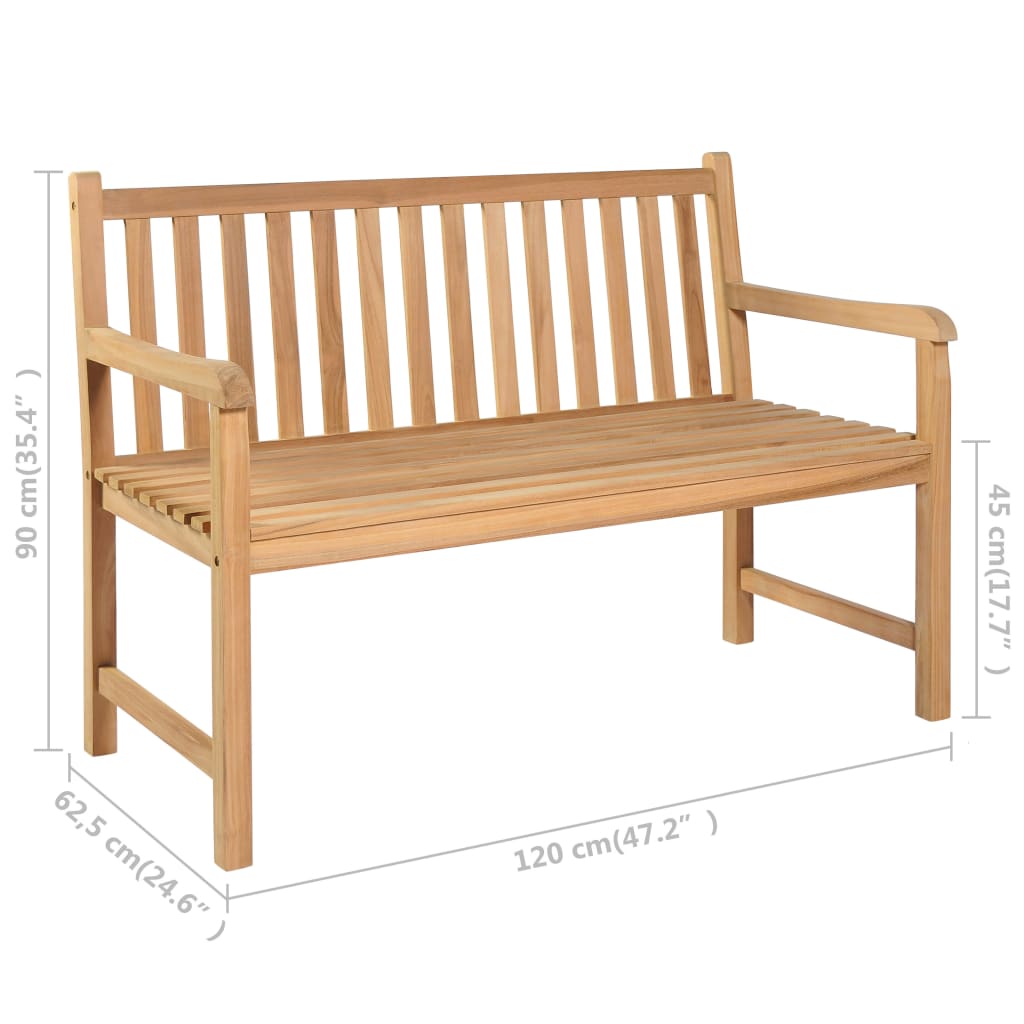 vidaXL Garden Bench with Taupe Cushion 120 cm Solid Teak Wood