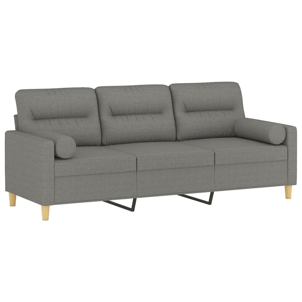 vidaXL 3-Seater Sofa with Pillows&Cushions Dark Grey 180 cm Fabric