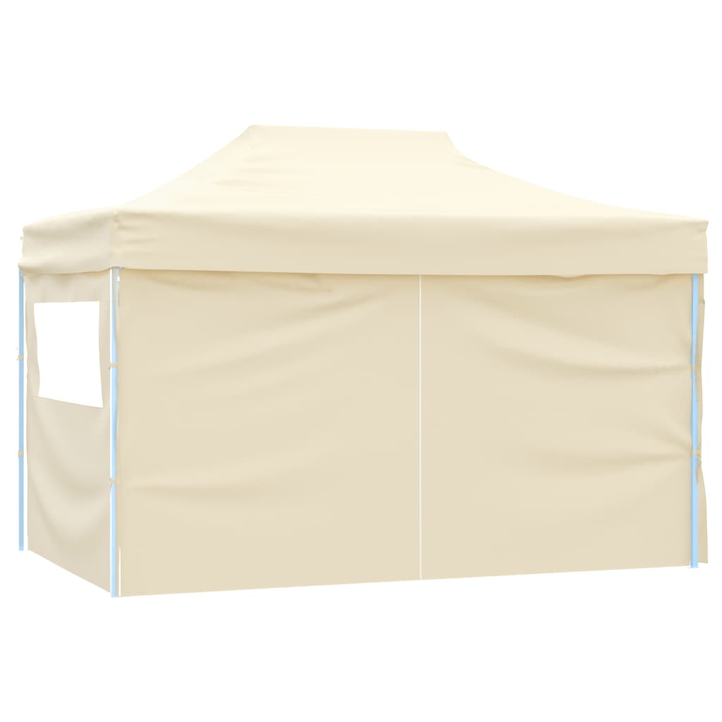 vidaXL Professional Folding Party Tent with 4 Sidewalls 3x4 m Steel Cream