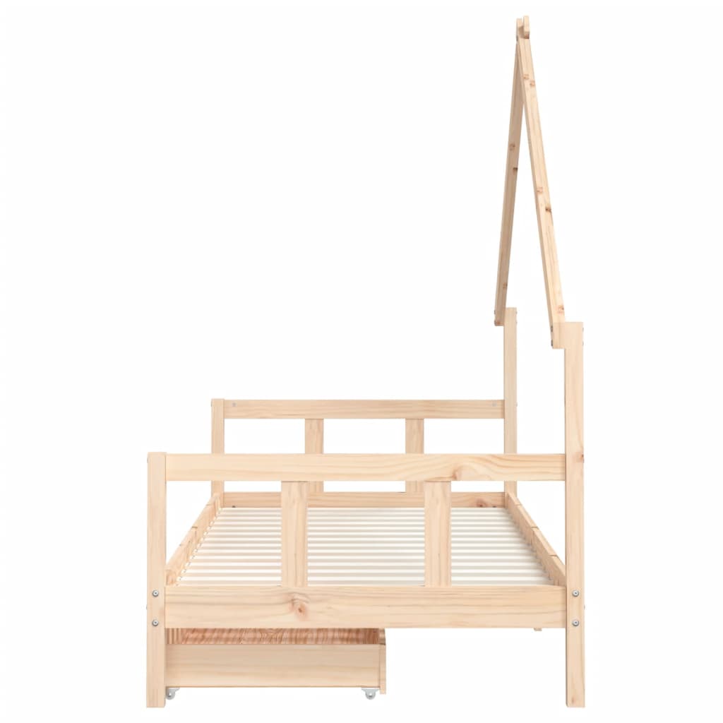 vidaXL Kids Bed Frame with Drawers 90x190 cm Solid Wood Pine