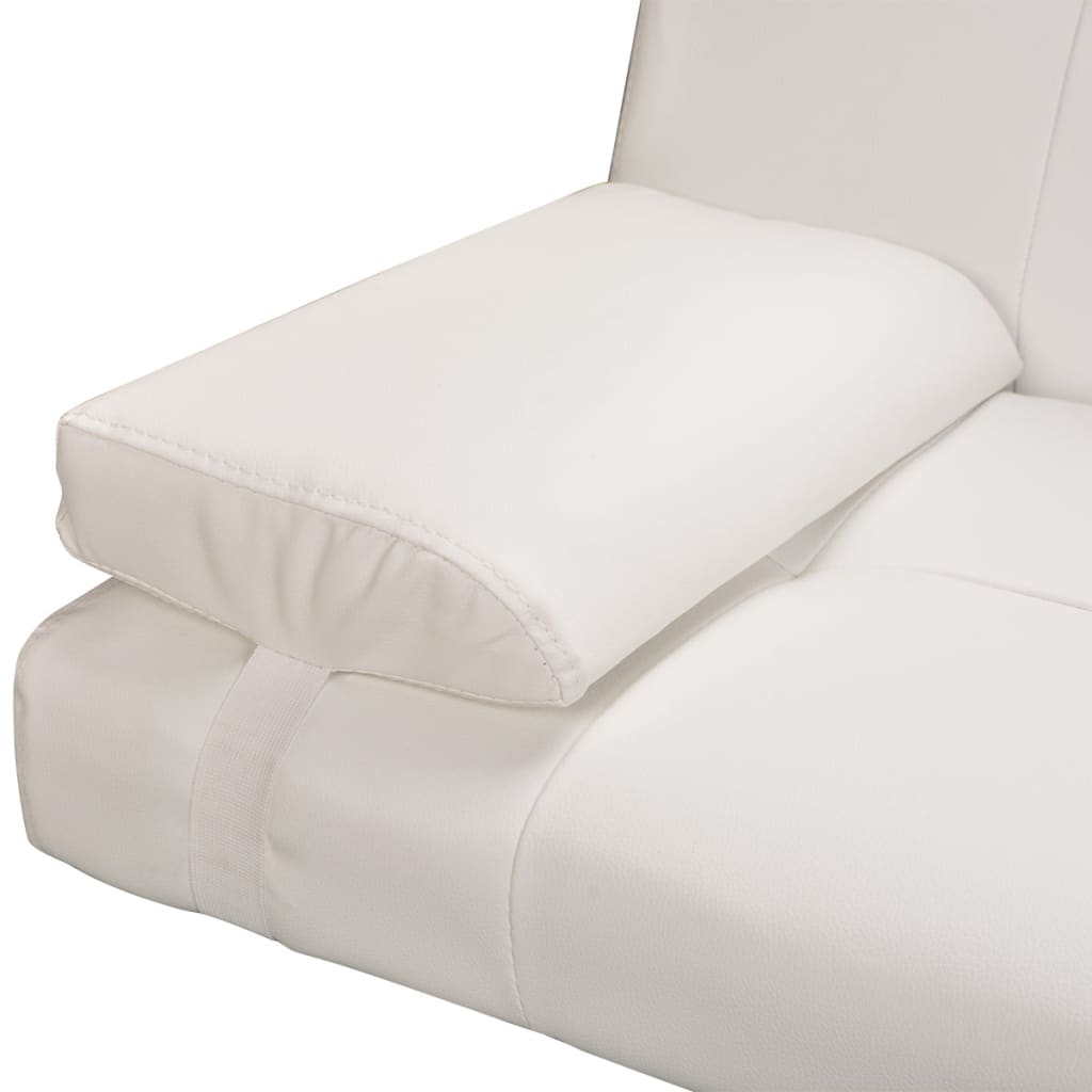 vidaXL Sofa Bed with Two Pillows Artificial Leather Adjustable Cream White
