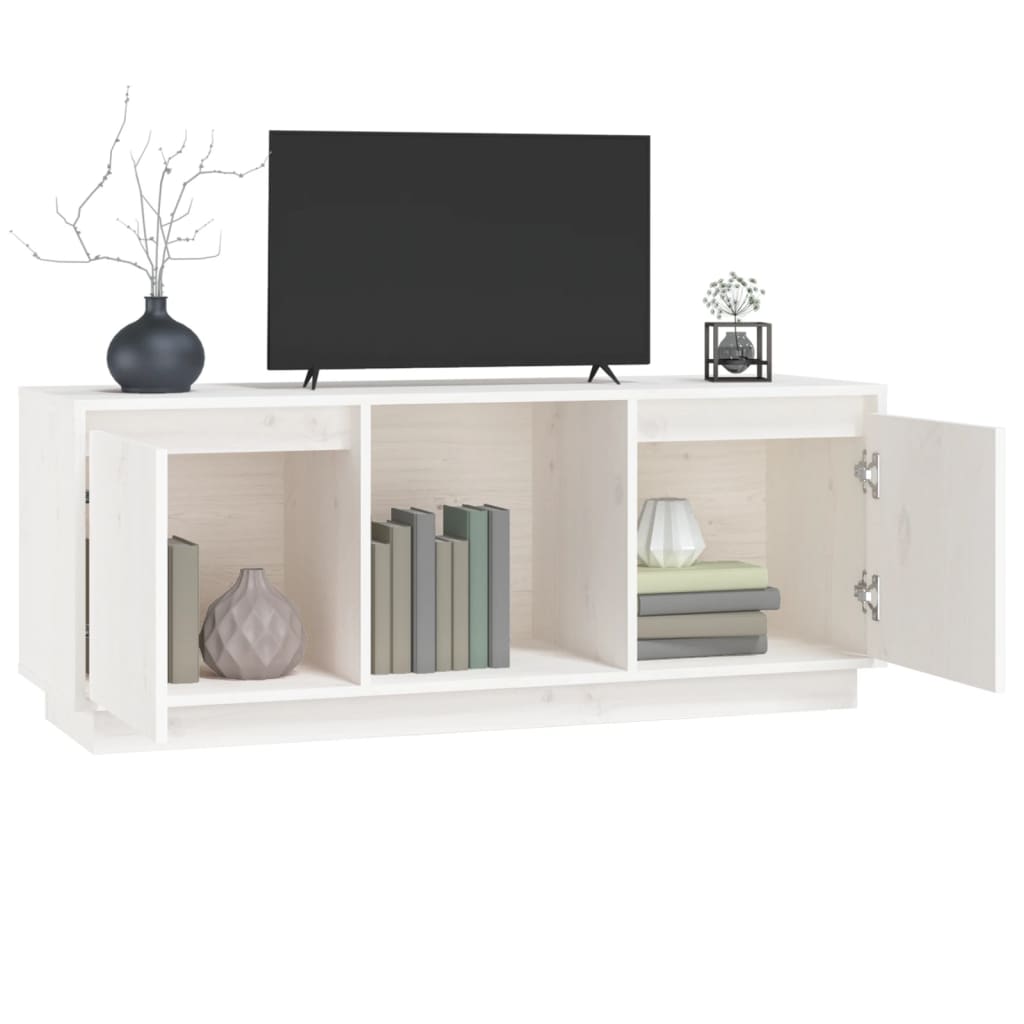 vidaXL TV Cabinet White 110.5x35x44 cm Solid Wood Pine