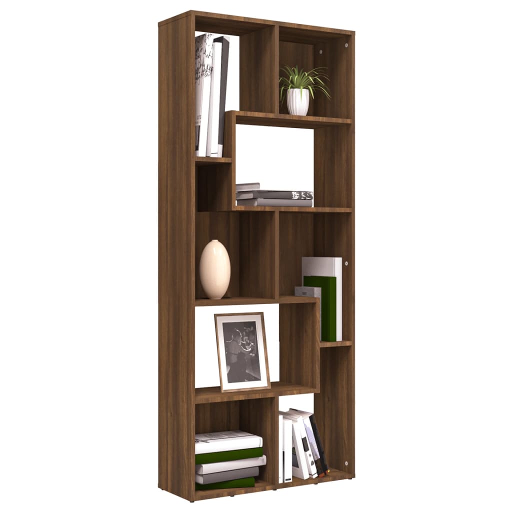 vidaXL Book Cabinet Brown Oak 67x24x161 cm Engineered Wood