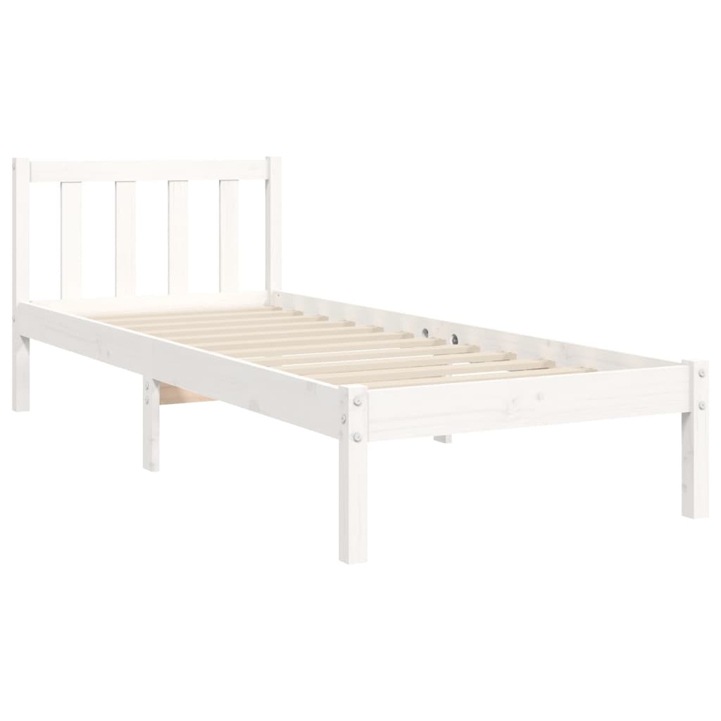 vidaXL Bed Frame with Headboard White 90x190 cm Single Solid Wood