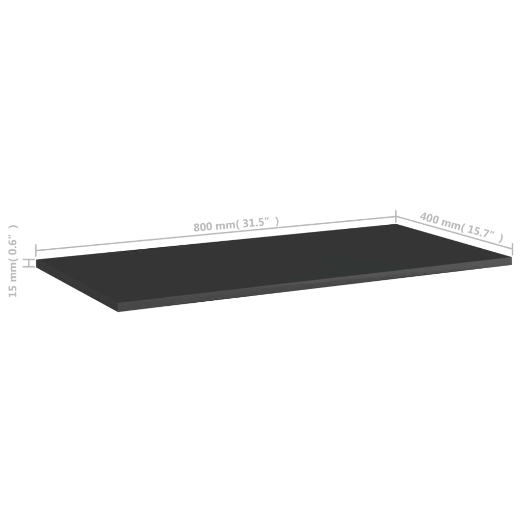 vidaXL Bookshelf Boards 4 pcs High Gloss Black 80x40x1.5 cm Engineered Wood