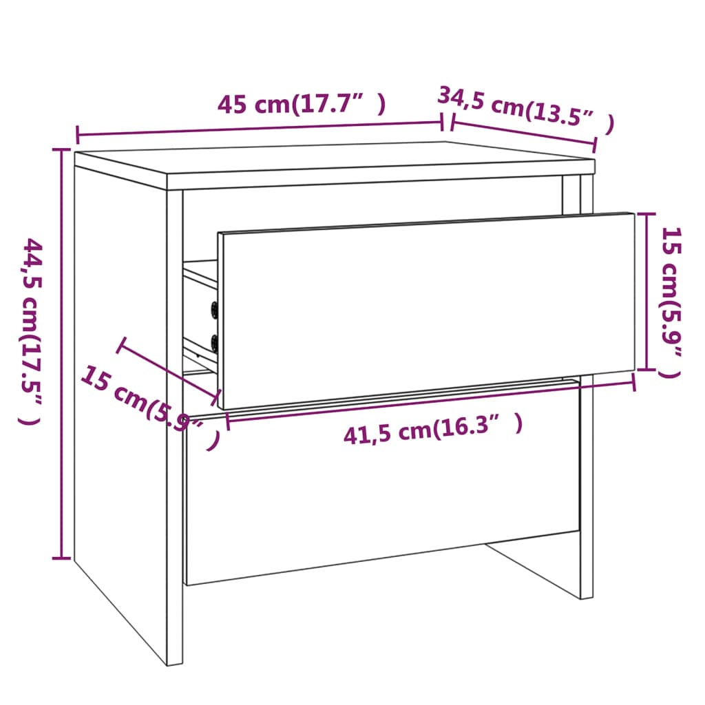 vidaXL Bedside Cabinets 2 pcs Smoked Oak 45x34.5x44.5 cm Engineered Wood