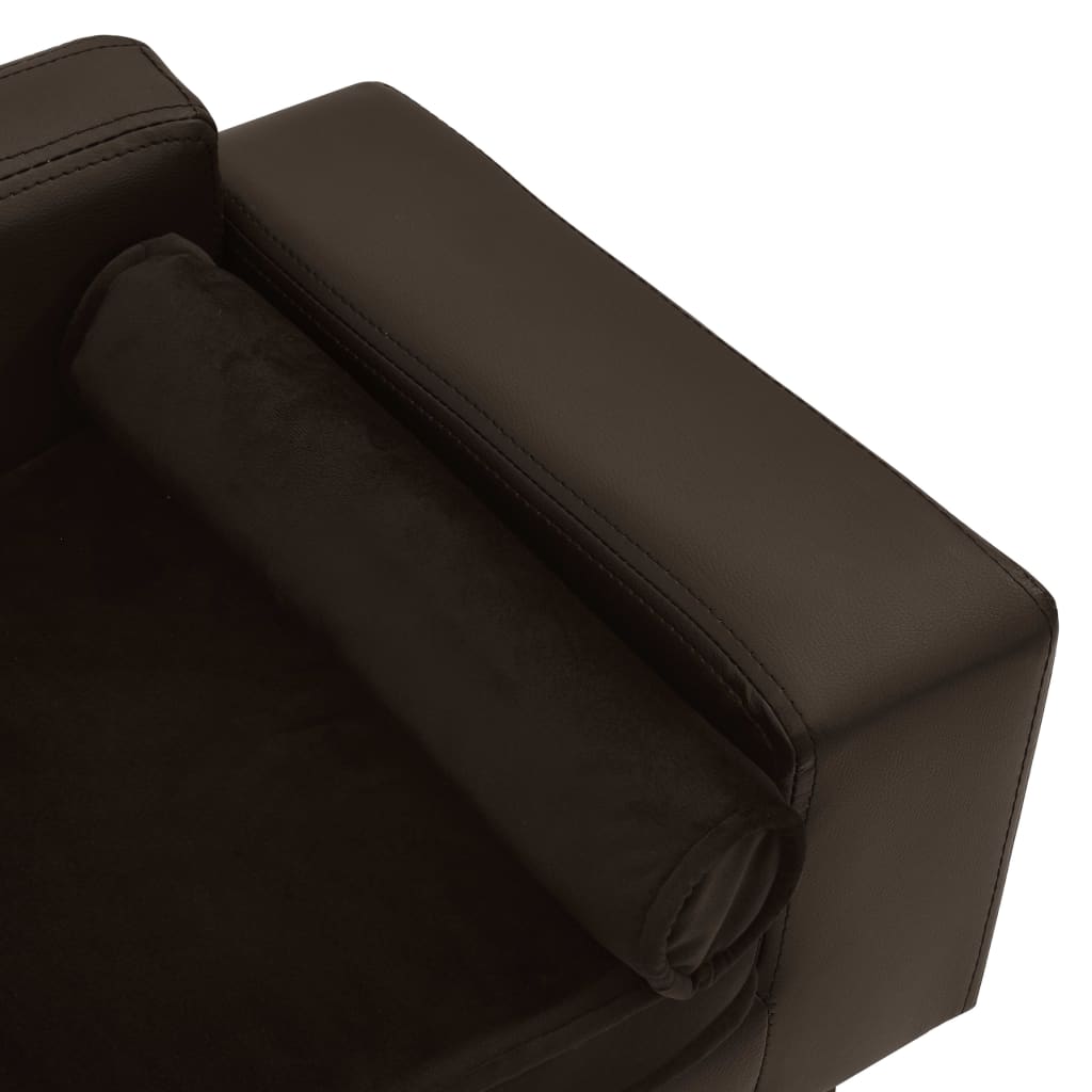 vidaXL Dog Sofa Brown 81x43x31 cm Plush and Faux Leather