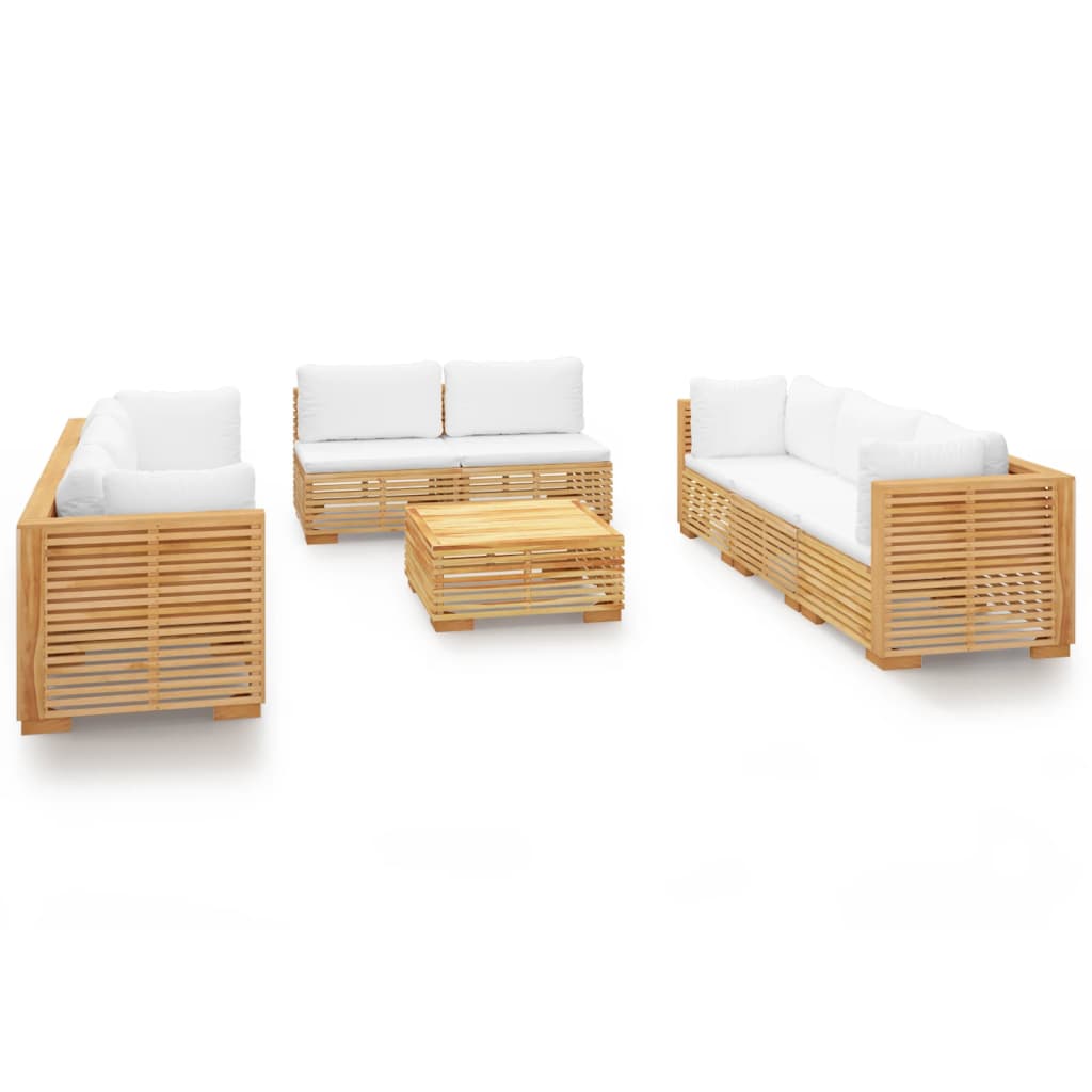 vidaXL 9 Piece Garden Lounge Set with Cushions Solid Wood Teak