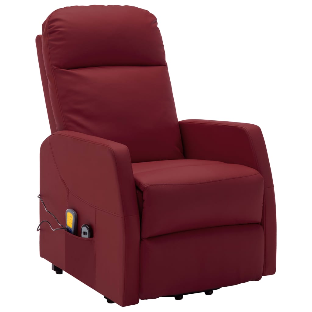 vidaXL Stand-up Massage Recliner Wine Red Faux Leather