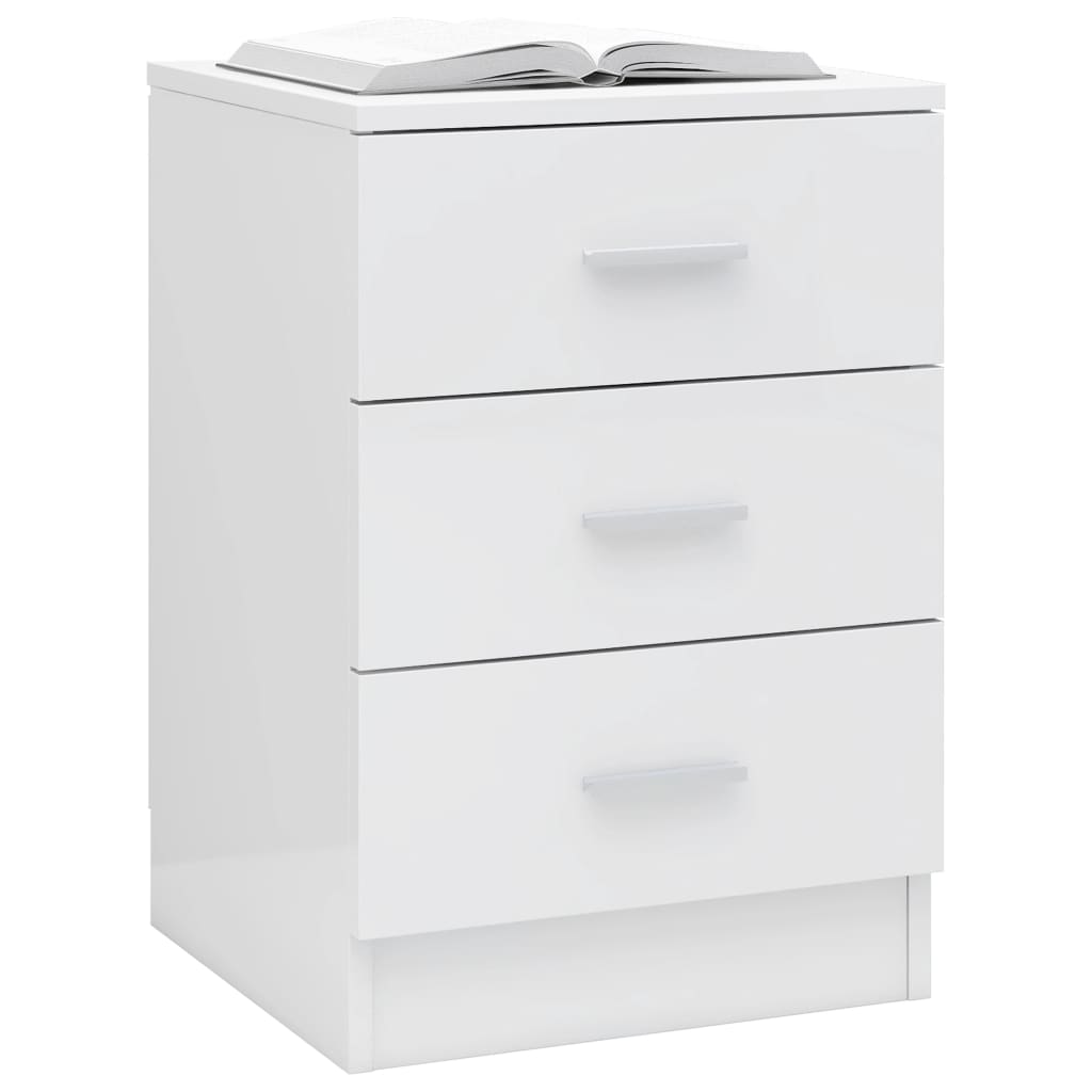 vidaXL Bedside Cabinet High Gloss White 38x35x56 cm Engineered Wood