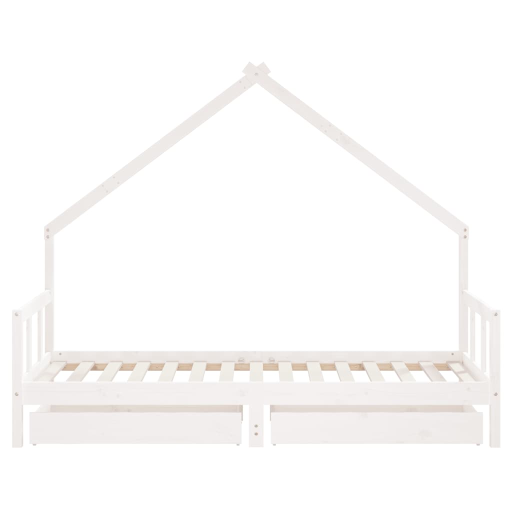 vidaXL Kids Bed Frame with Drawers White 90x190 cm Solid Wood Pine