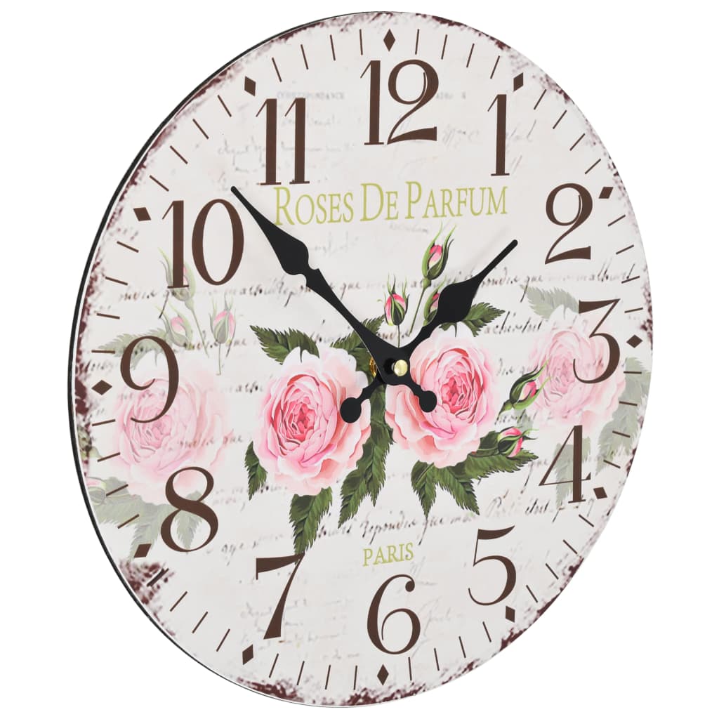 vidaXL Vintage Wall Clock Flower 30 cm
