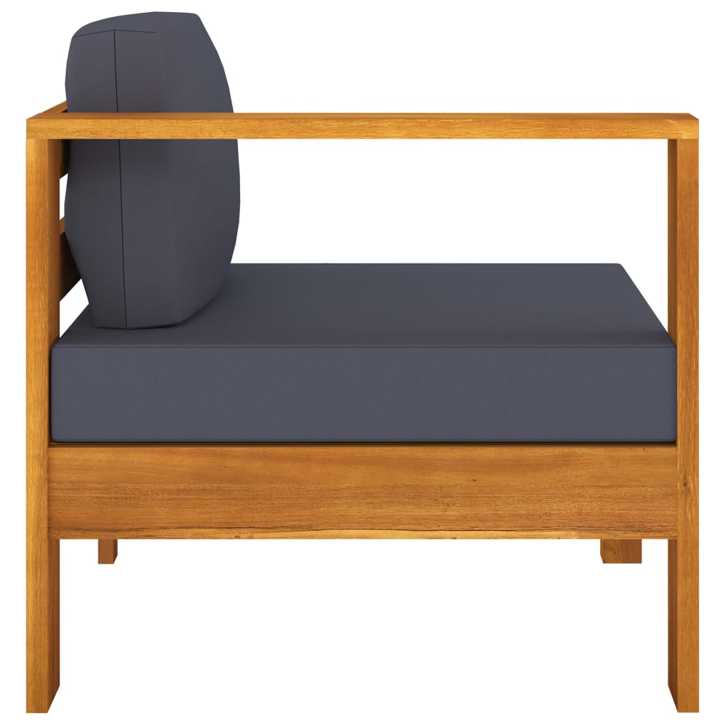 vidaXL Middle Sofa with 1 Armrest Dark Grey Solid Acacia Wood