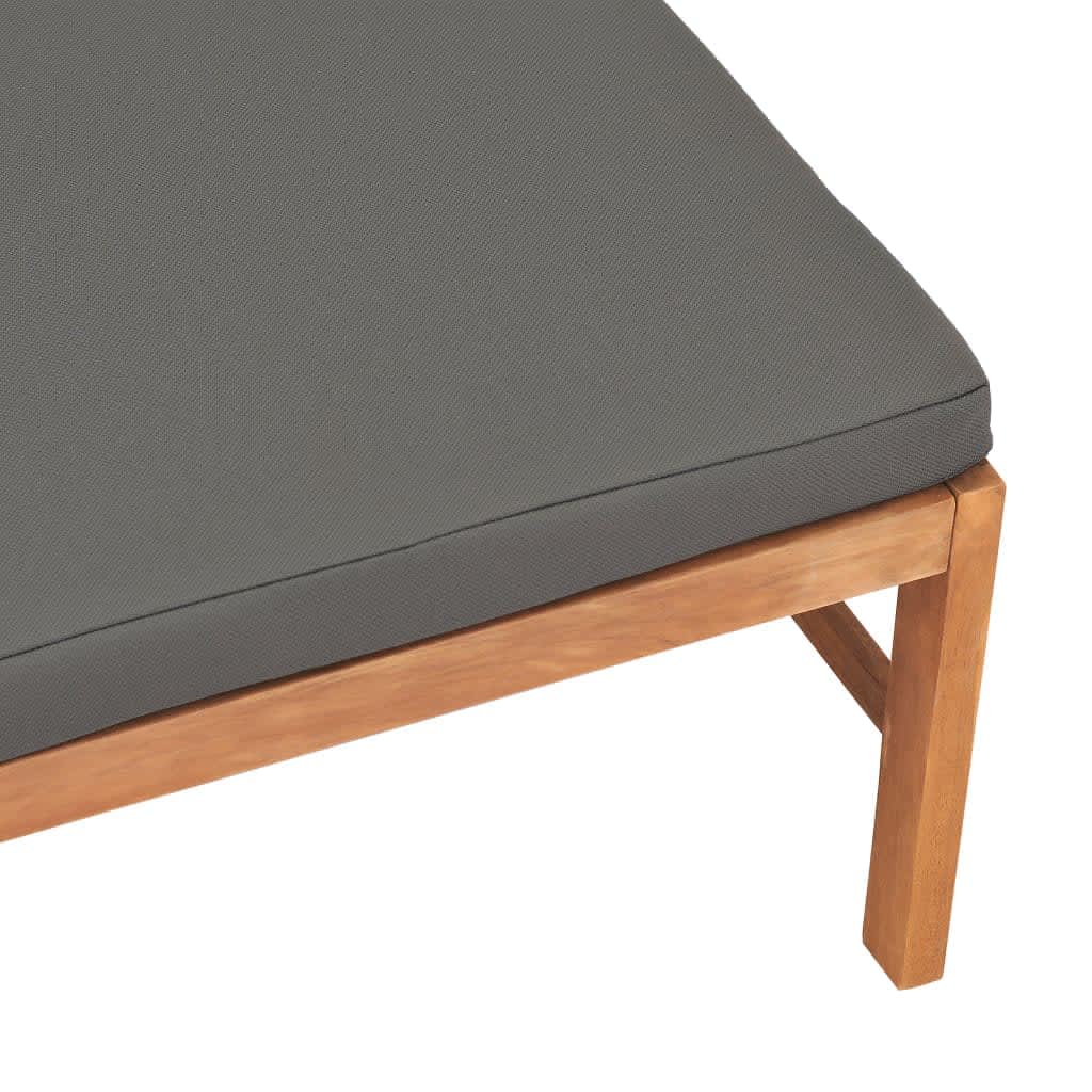 vidaXL Footrest with Dark Grey Cushion Solid Teak Wood