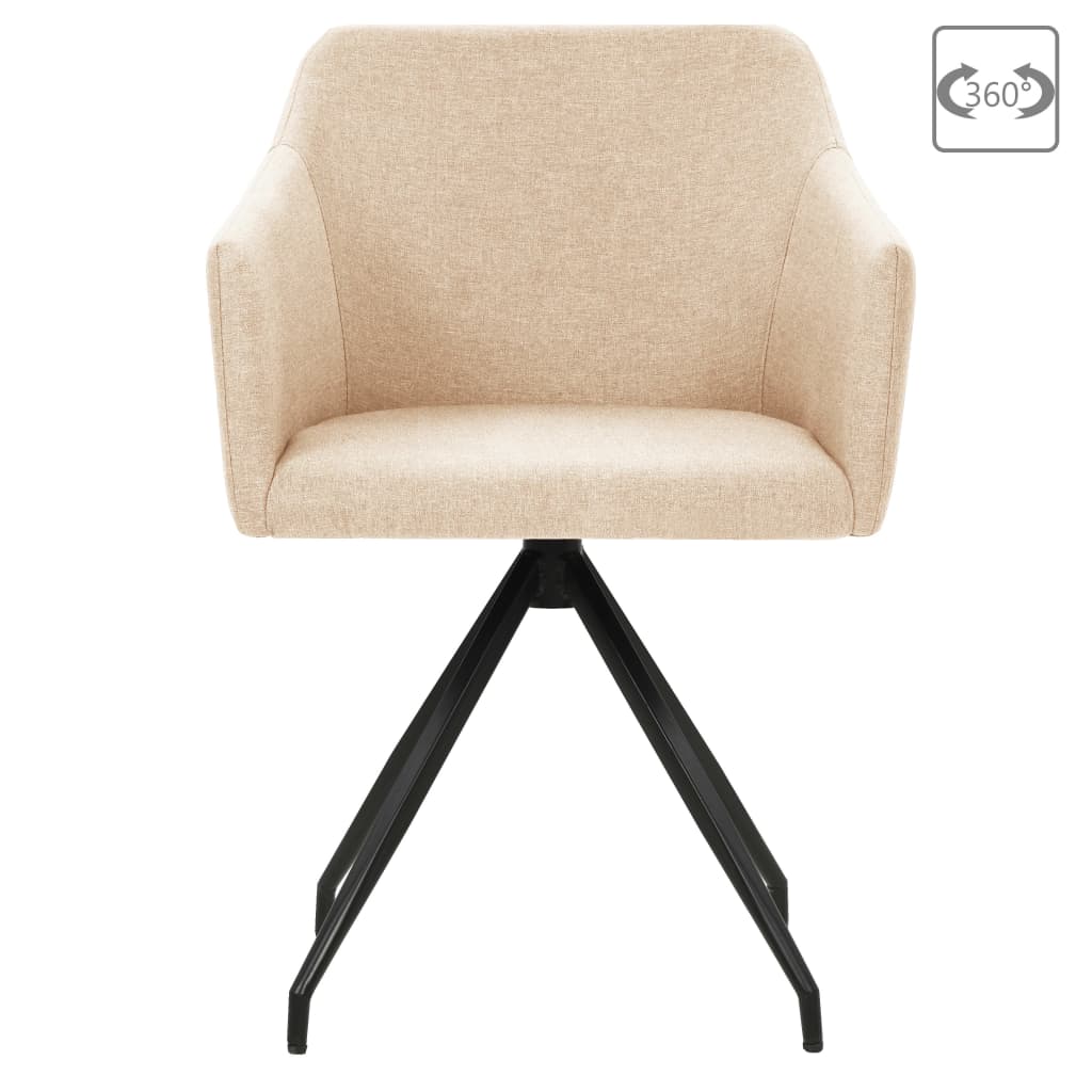 vidaXL Swivel Dining Chairs 2 pcs Cream Fabric