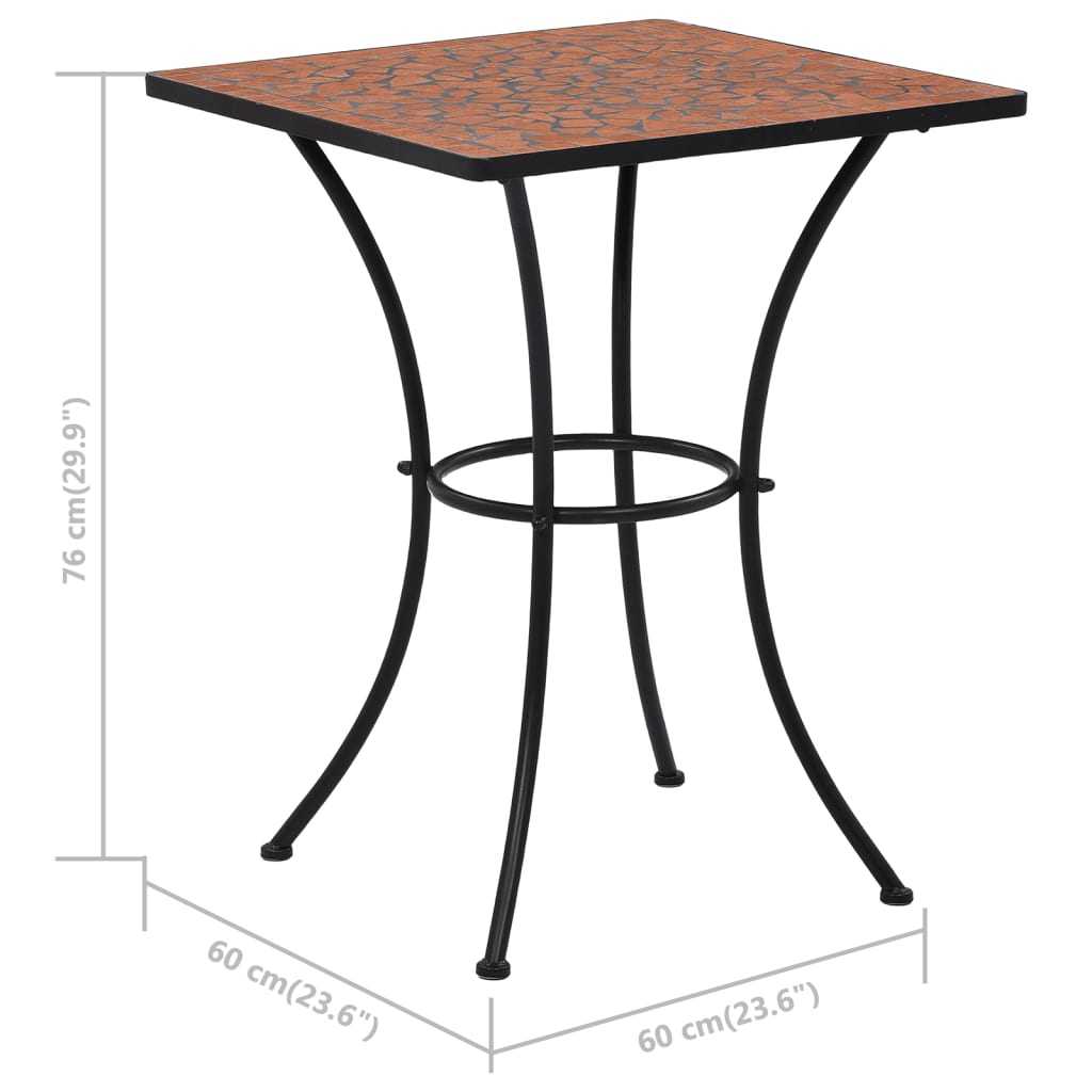 vidaXL Mosaic Bistro Table Terracotta 60 cm Ceramic