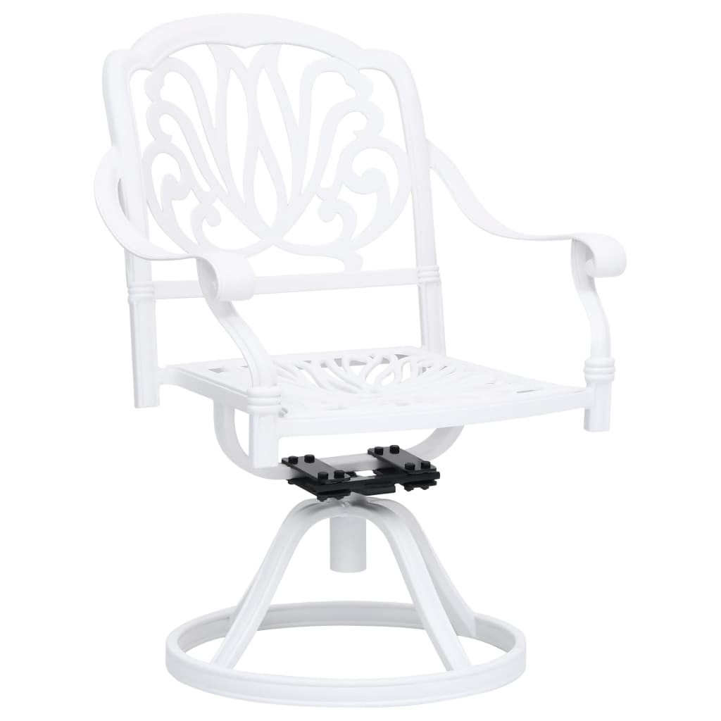 vidaXL Swivel Garden Chairs 2 pcs Cast Aluminium White