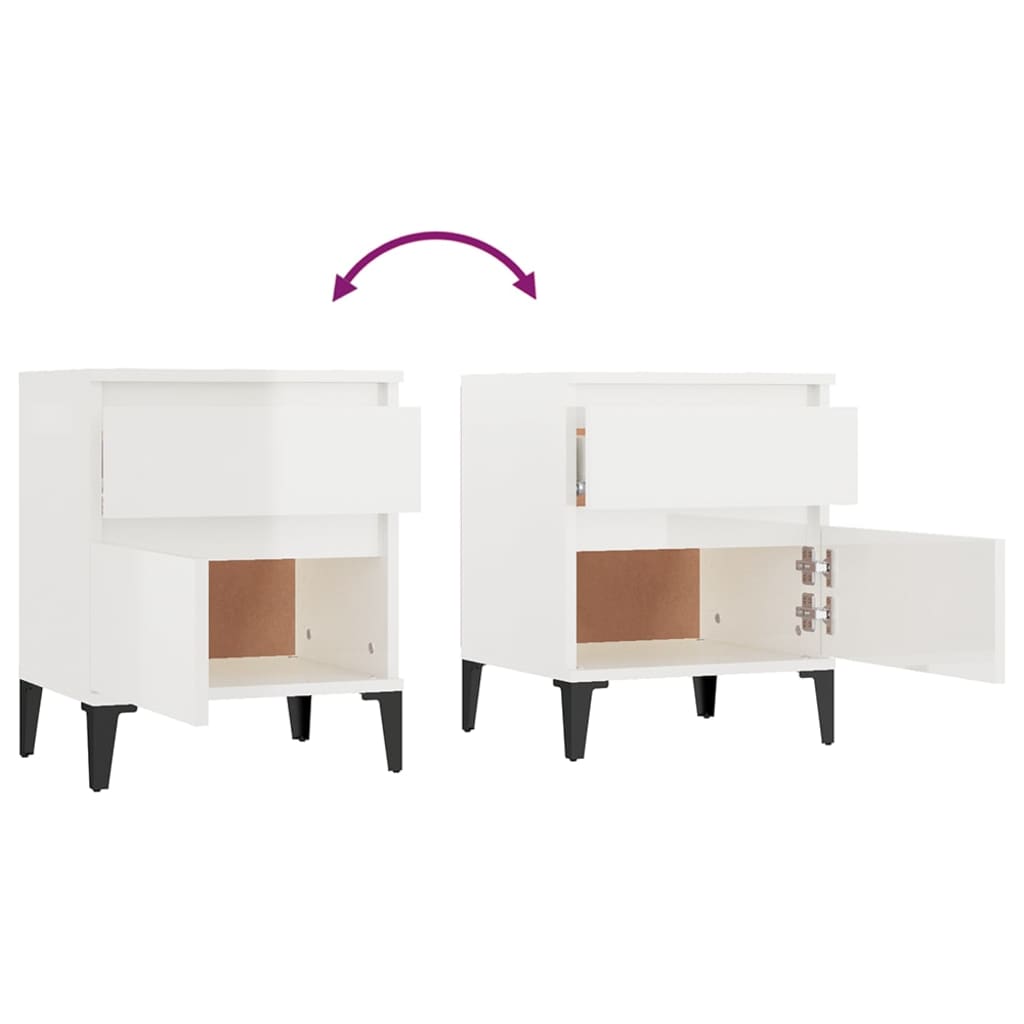 vidaXL Bedside Cabinets 2 pcs High Gloss White 40x35x50 cm