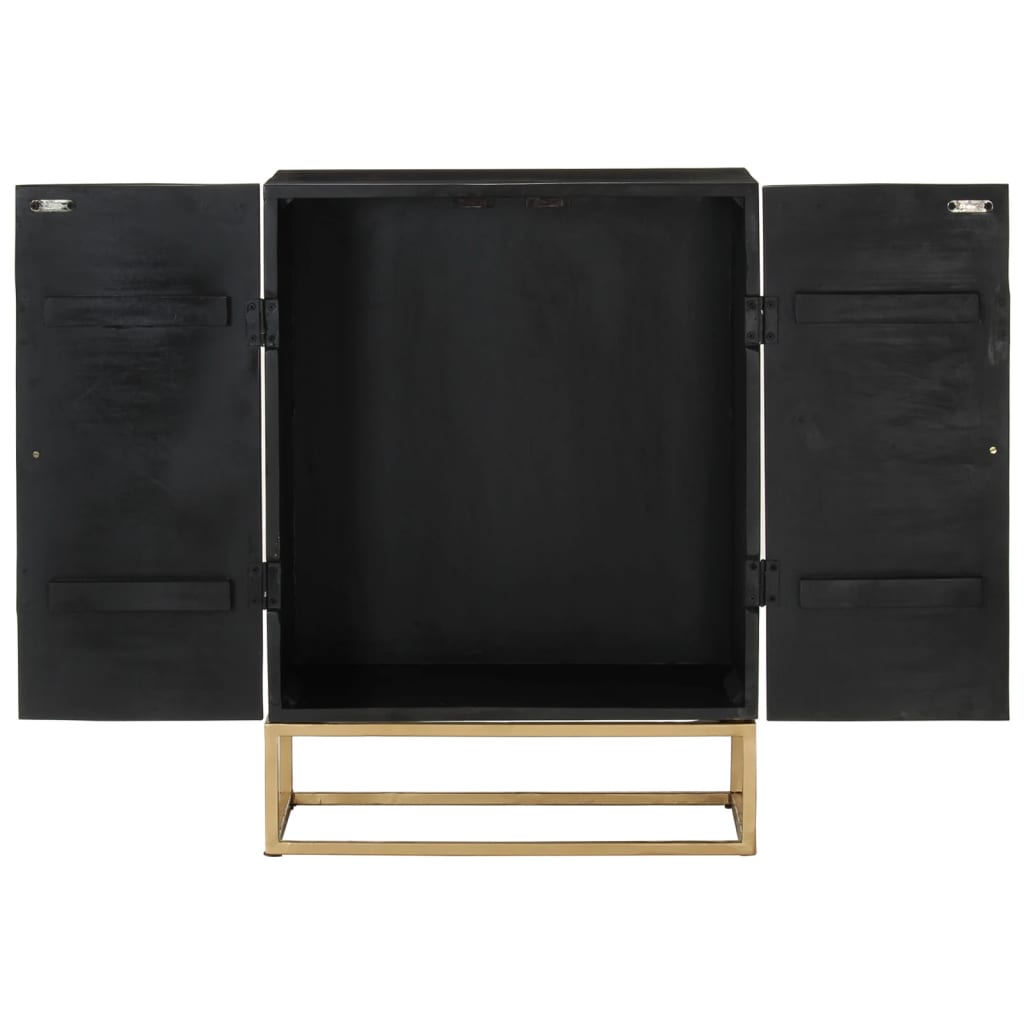 vidaXL Sideboard Black 55x34x75 cm Solid Wood Mango and Iron