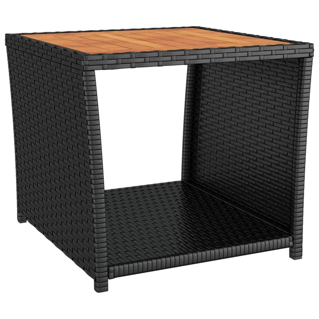 vidaXL 3 Piece Garden Lounge Set Black Poly Rattan&Solid Wood Acacia