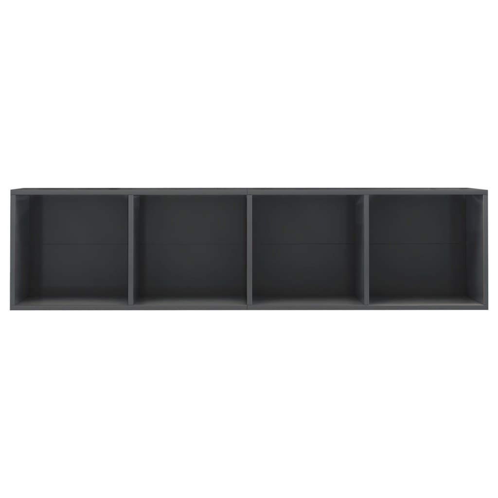 vidaXL Book Cabinet/TV Cabinet High Gloss Grey 143x30x36 cm