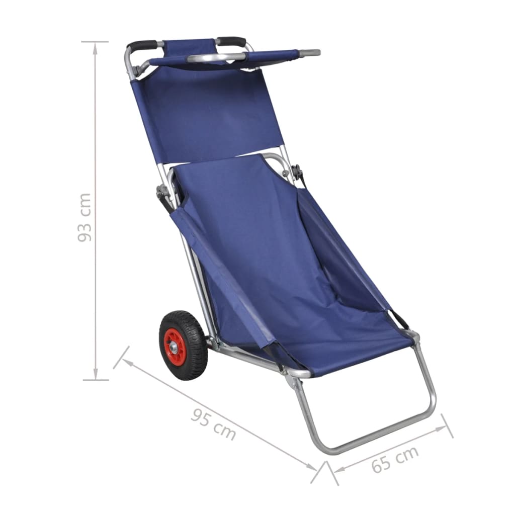 vidaXL Beach Trolley with Wheels Portable Foldable Blue