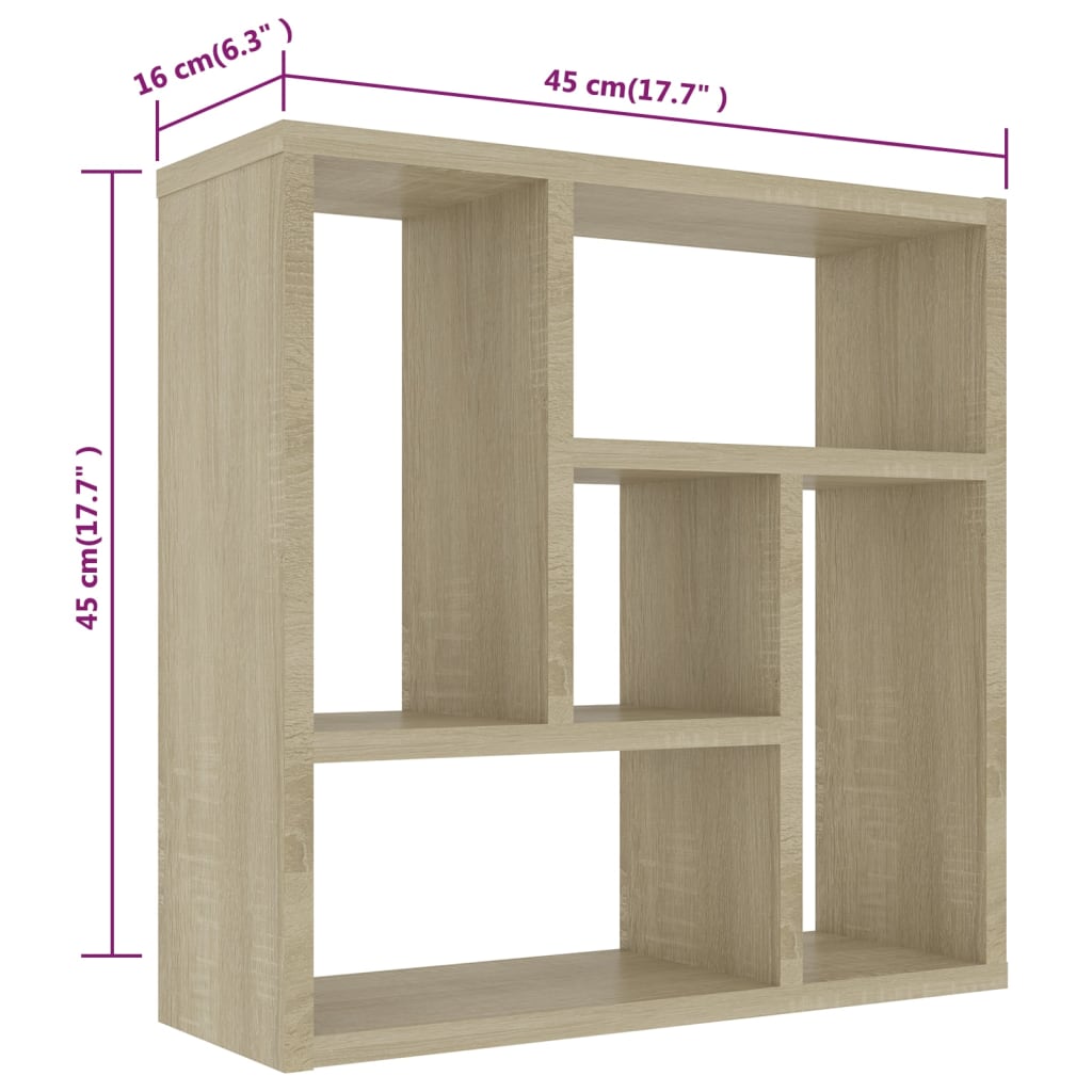 vidaXL Wall Shelf Sonoma Oak 45.1x16x45.1 cm Engineered Wood