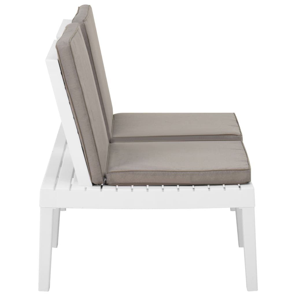 vidaXL 2 Piece Garden Lounge Set with Cushions Plastic White