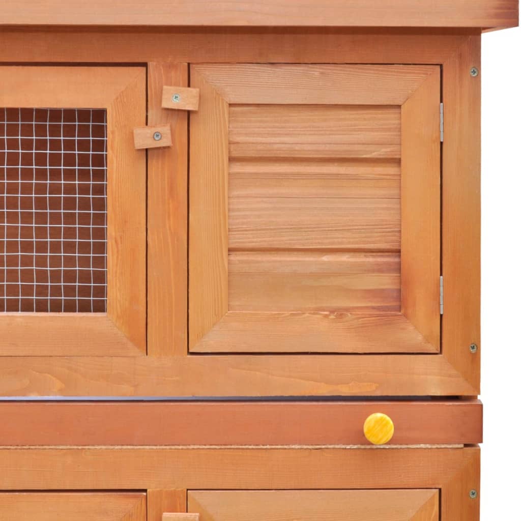 vidaXL Outdoor Rabbit Hutch Small Pet Cage 4 Door Wood