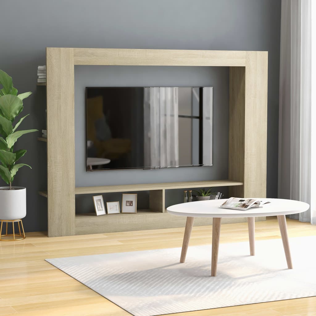 vidaXL TV Cabinet Sonoma Oak 152x22x113 cm Engineered Wood
