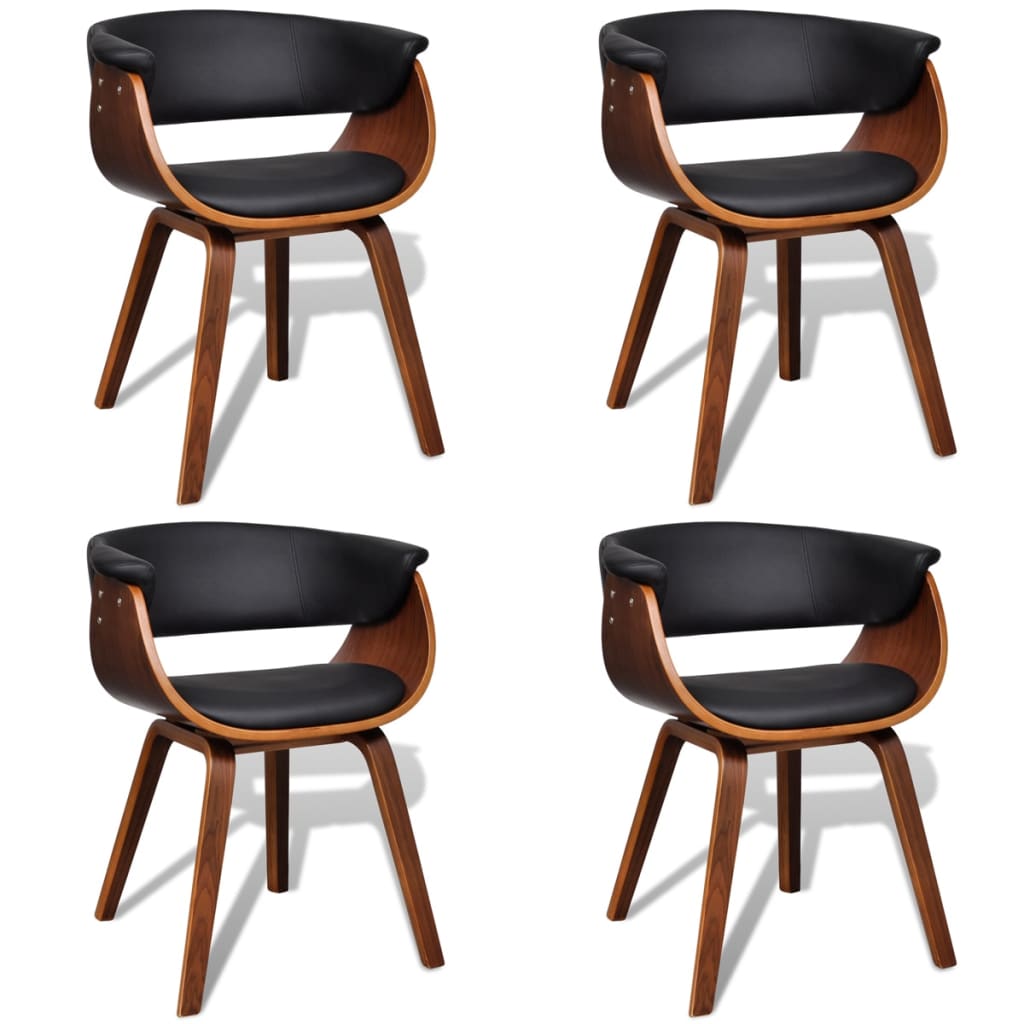 Modern Artificial Leather Wood Dining Chair 4 pcs