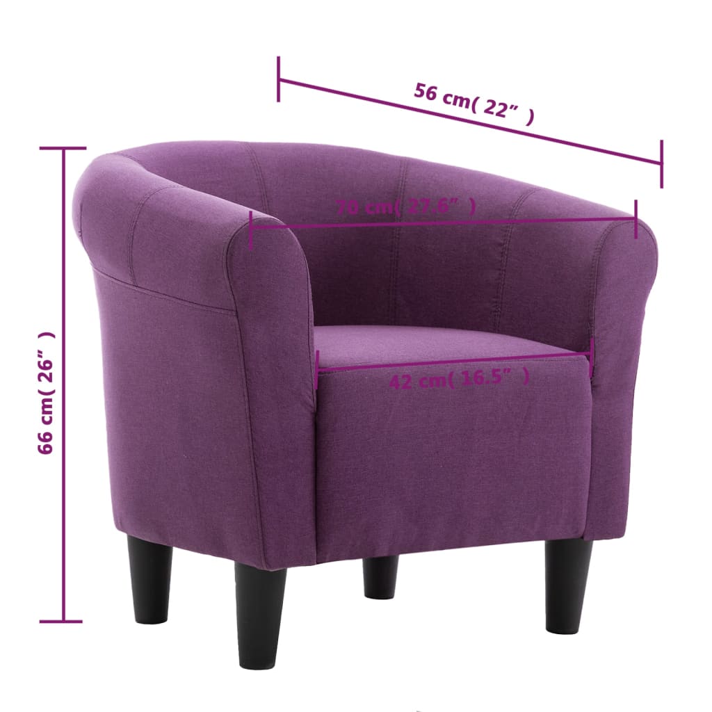 vidaXL Armchair Purple Fabric