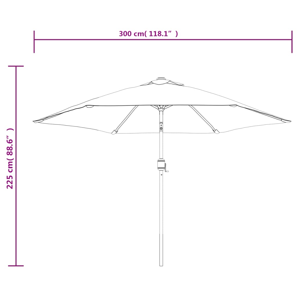 vidaXL Outdoor Parasol with LED Lights and Steel Pole 300cm Anthracite