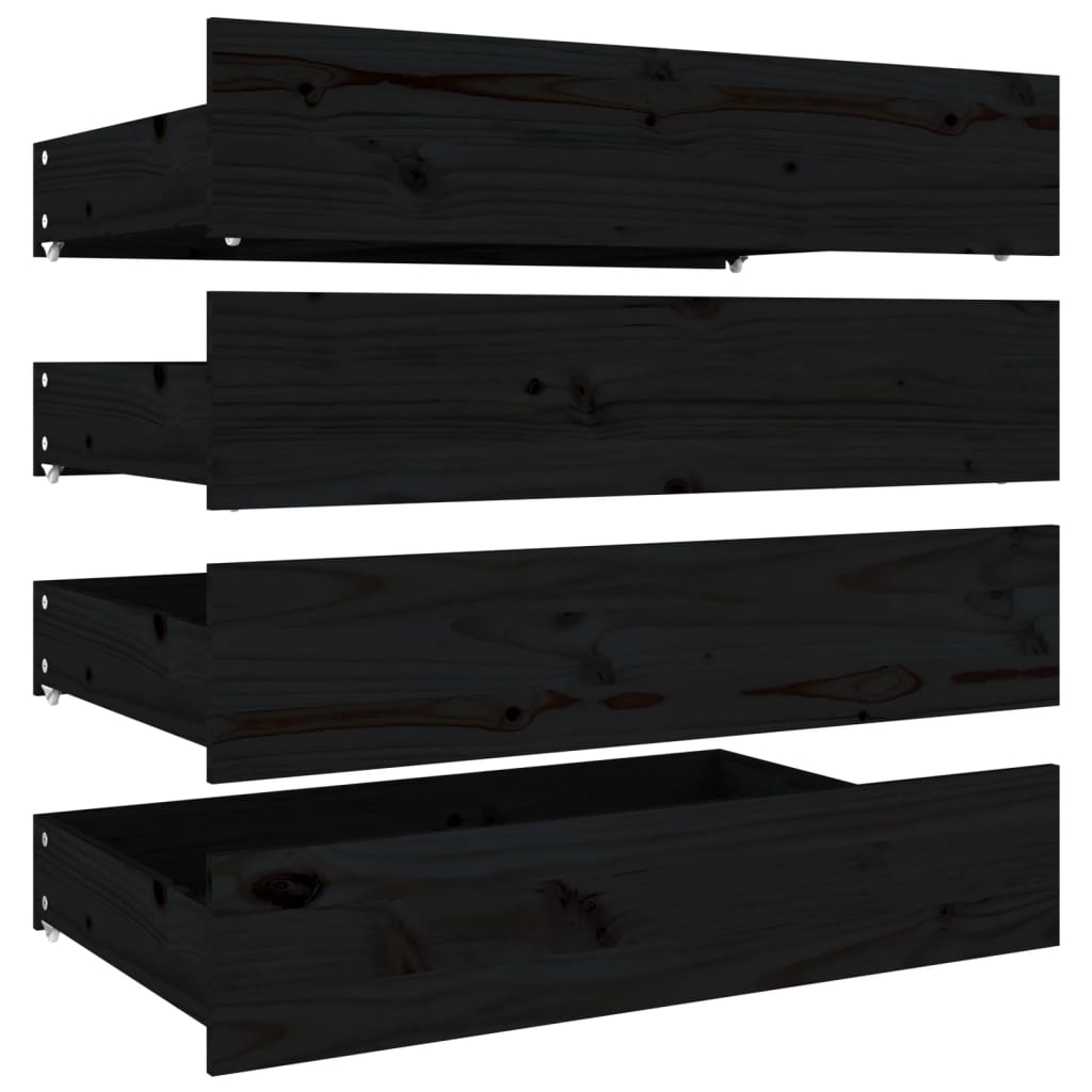 vidaXL Bed Frame with Drawers Black 180x200 cm Super King Size