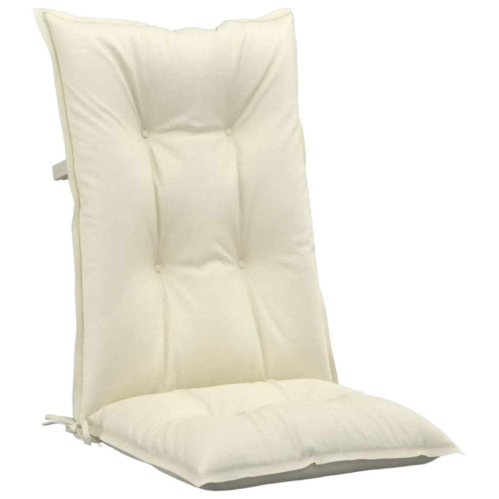 vidaXL Garden Highback Chair Cushions 2 pcs Cream 120x50x7 cm Fabric