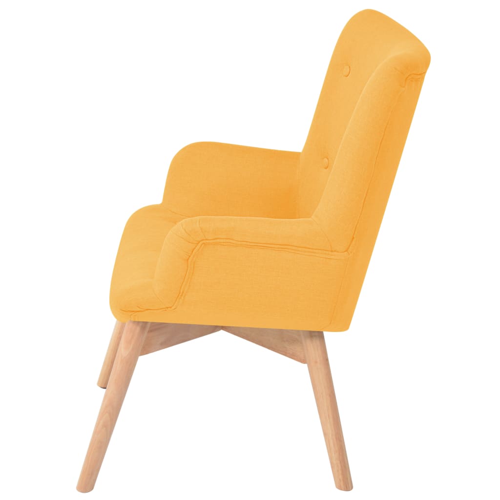vidaXL Armchair with Footstool Yellow Fabric