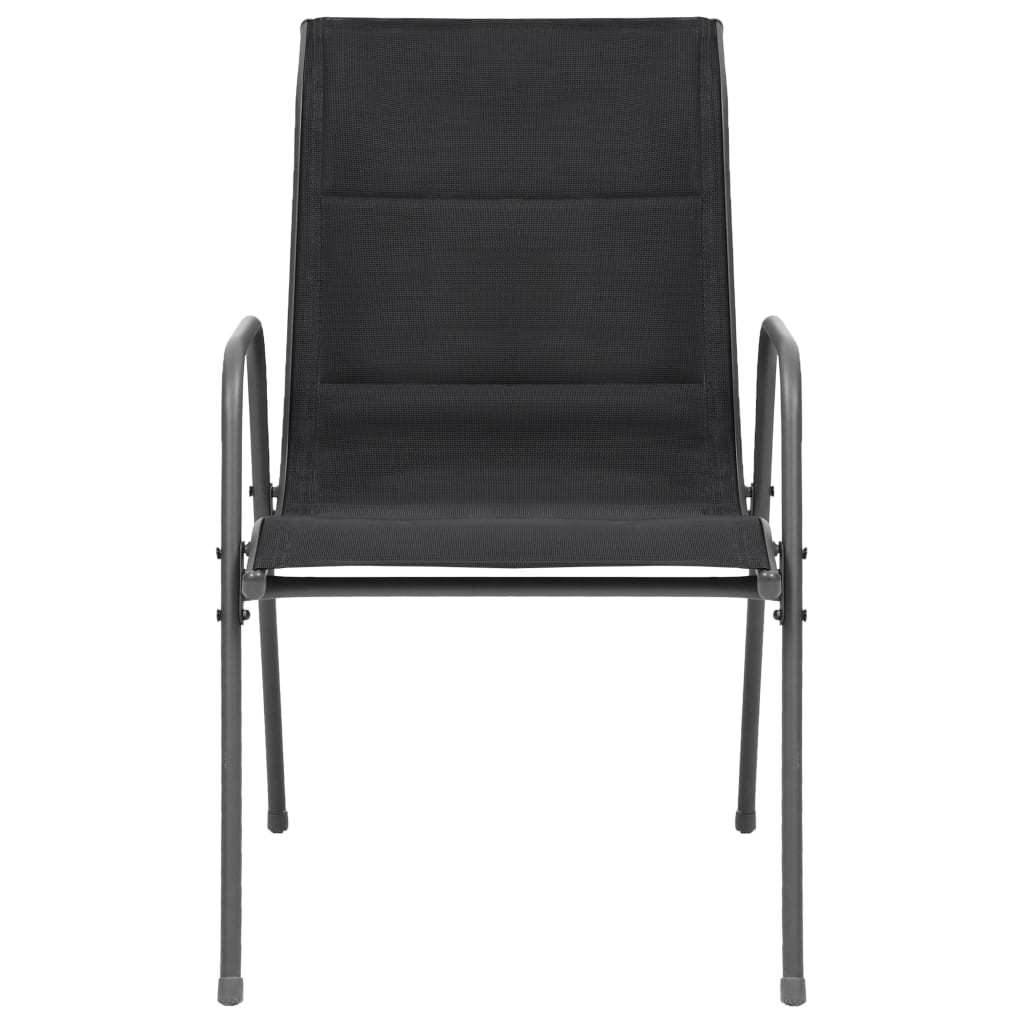 vidaXL Stackable Garden Chairs 2 pcs Steel and Textilene Black