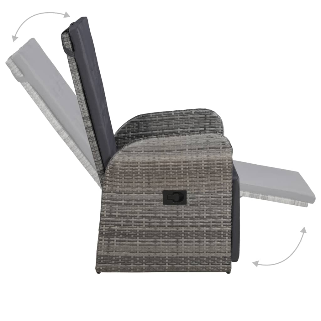 vidaXL 3 Piece Bistro Set with Cushions Poly Rattan Grey