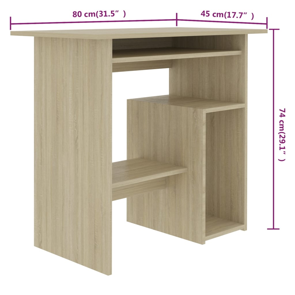 vidaXL Desk Sonoma Oak 80x45x74 cm Engineered Wood