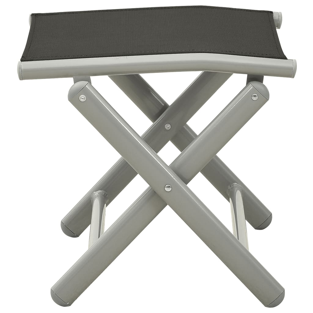 vidaXL Folding Footrest Black and Silver Textilene and Aluminium
