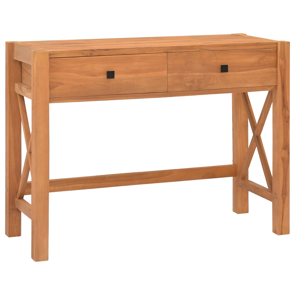 vidaXL Desk with 2 Drawers 100x40x75 cm Teak Wood