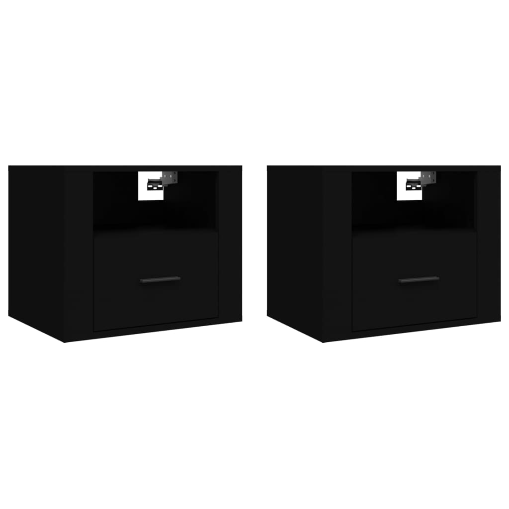 vidaXL Wall-mounted Bedside Cabinets 2 pcs Black 50x36x40 cm