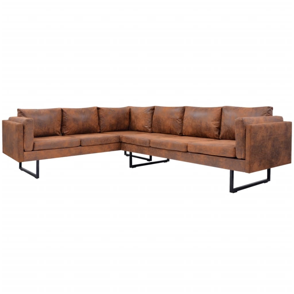 vidaXL Corner Sofa Fabric Brown