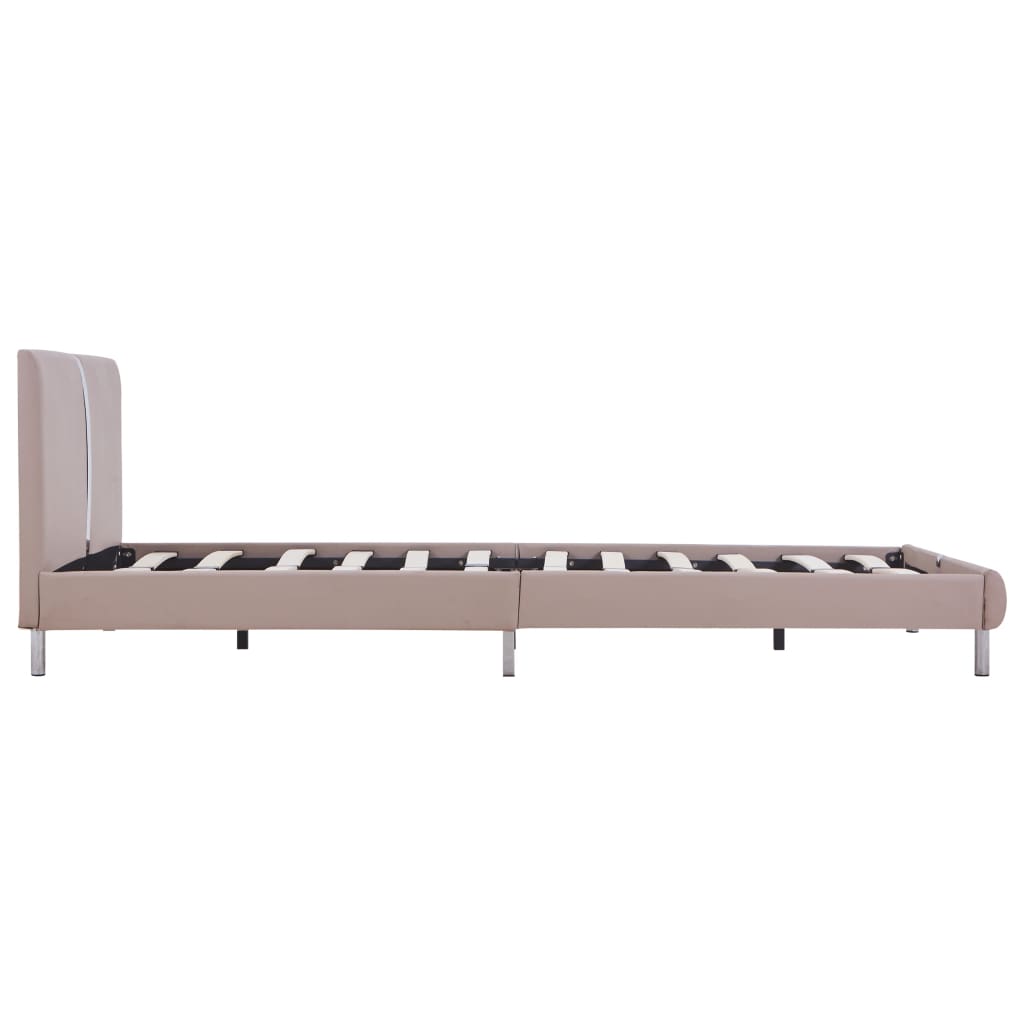 vidaXL Bed Frame Cappuccino Faux Leather King Single Size