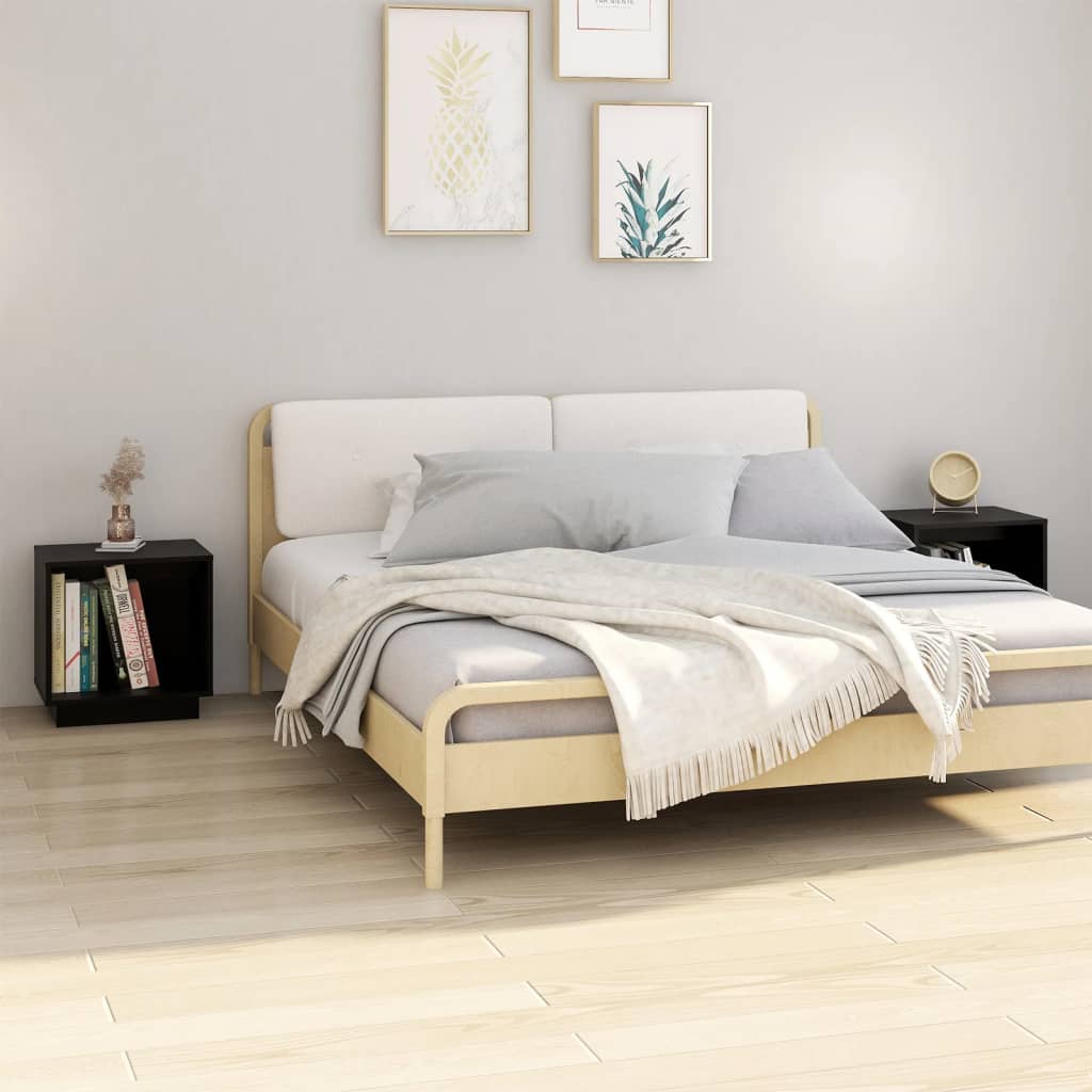 vidaXL Bedside Cabinets 2 pcs Black 40x30x40 cm Solid Wood Pine