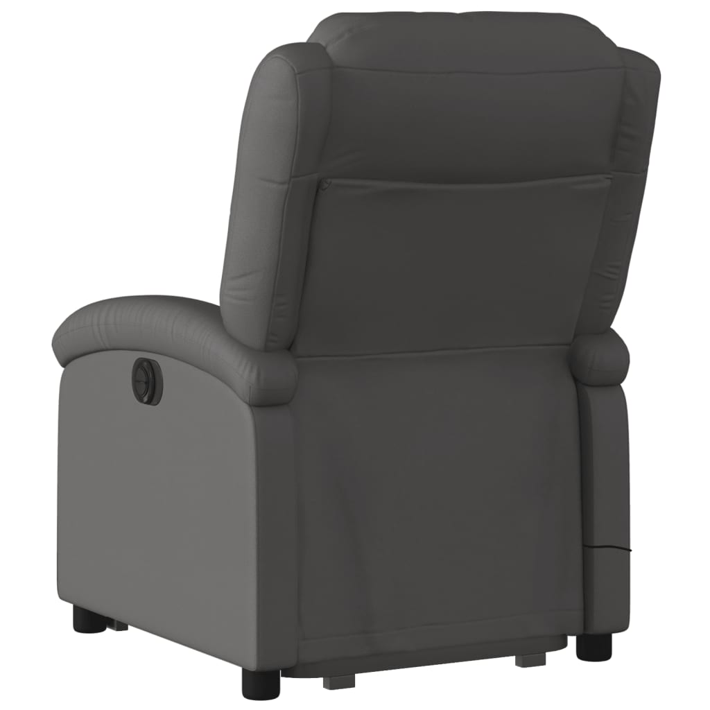 vidaXL Stand up Massage Recliner Chair Grey Real Leather