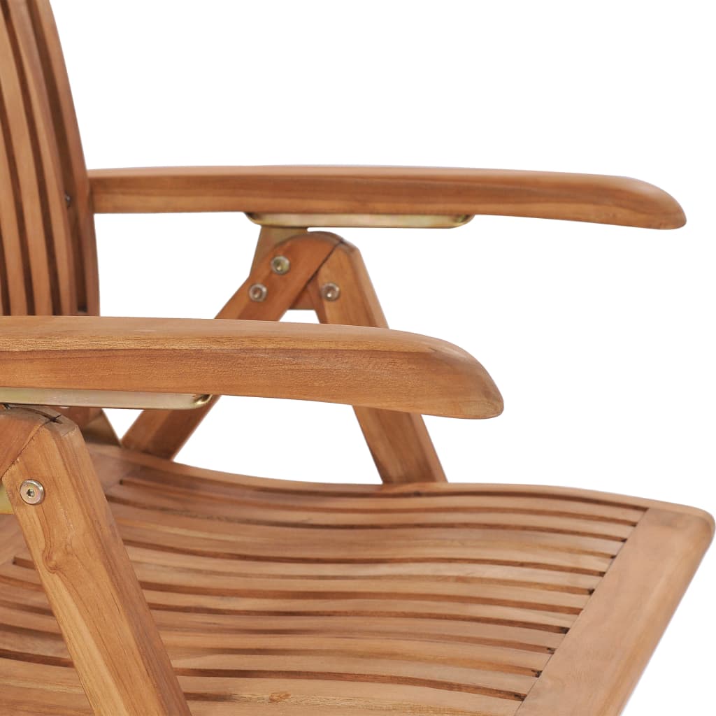 vidaXL Reclining Garden Chairs with Cushions 4 pcs Solid Teak Wood