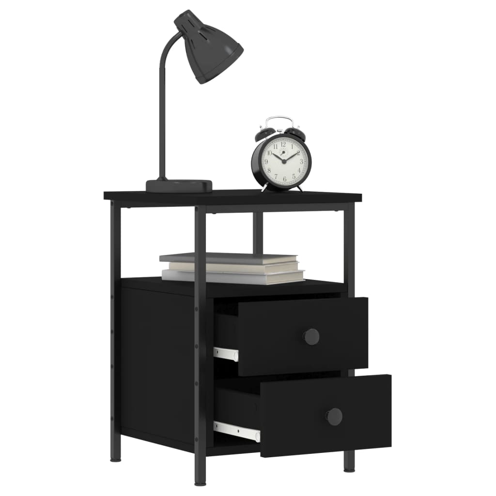 vidaXL Bedside Cabinet Black 34x35.5x50 cm Engineered Wood