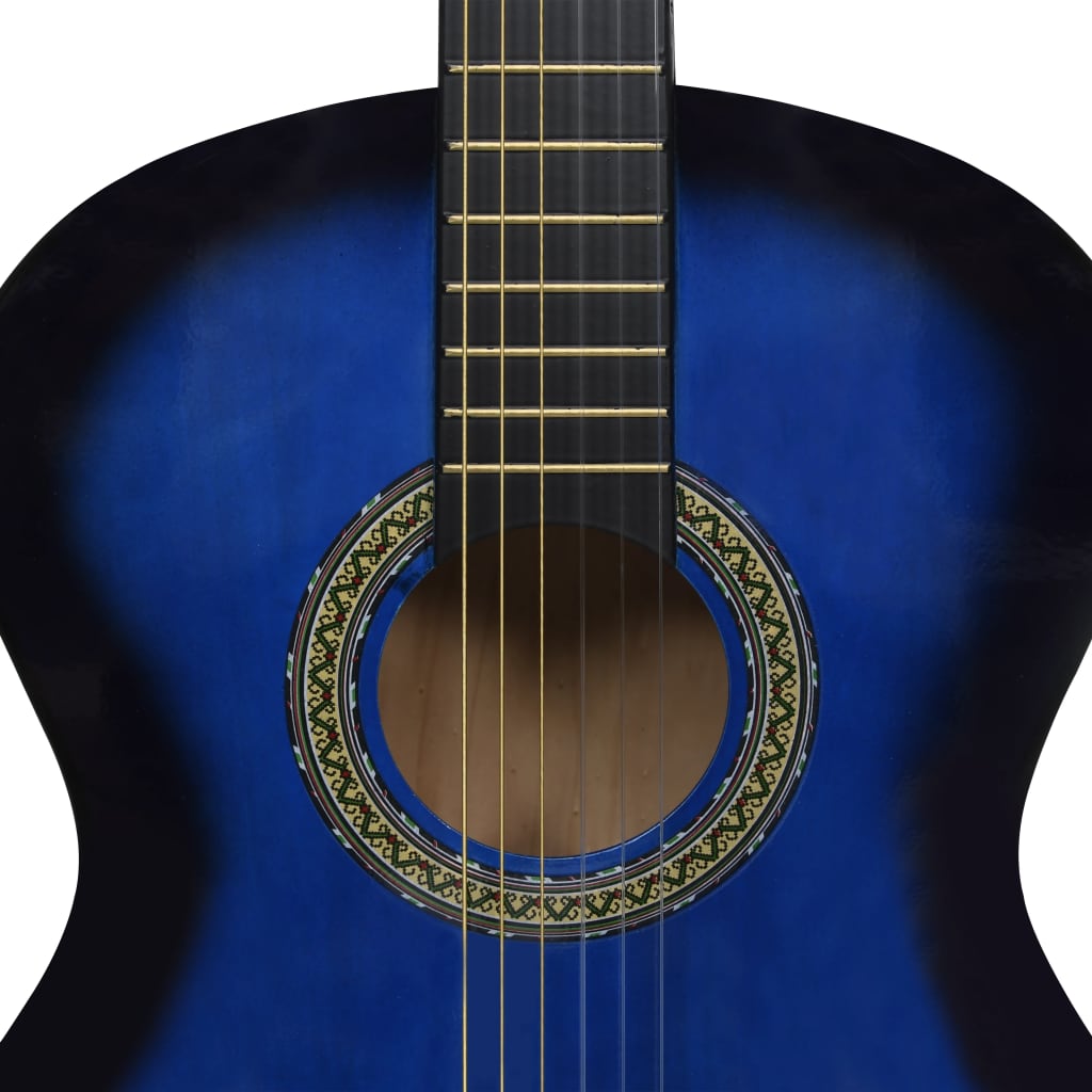 vidaXL 12 Piece Classical Guitar Beginner Set Blue 4/4 39"