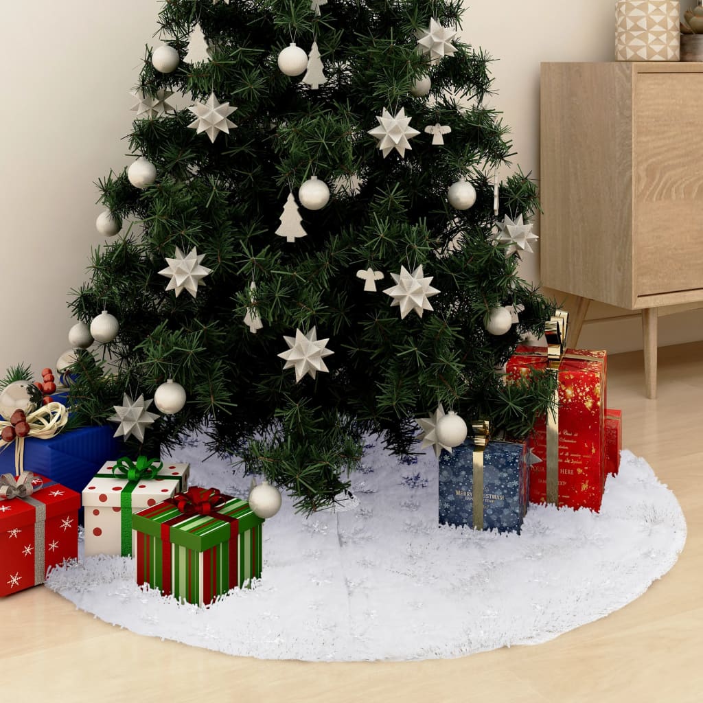 vidaXL Luxury Christmas Tree Skirt White 122 cm Faux
